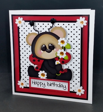 Sweet Little LadyBug  Valentine or Birthday Card Topper by Diane  Vermeer