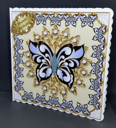 Blue Butterfly Large Square Topper by Diane  Vermeer