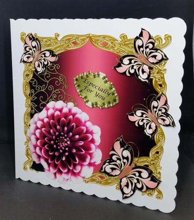With Georgia On My Mind Dahlia & Butterflies Fancy Frame Card Front by Diane  Vermeer