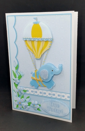 Cute Blue Boy Elephant A5 Card Front & Decoupage by Diane  Vermeer