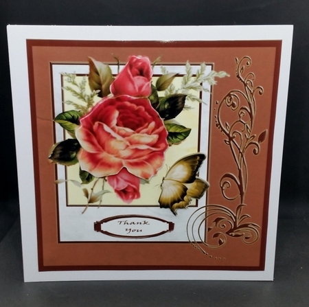 Deep Pink Roses With A Flourish Quick Card 7x7 by Diane  Vermeer