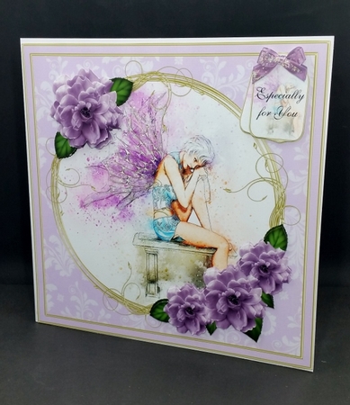 Pensive Fairy 8x8 Card Front Topper by Diane  Vermeer