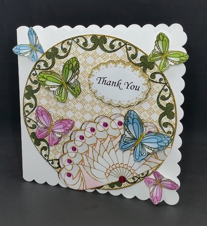 Round Topper With Fan & Butterflies 2 by Diane  Vermeer