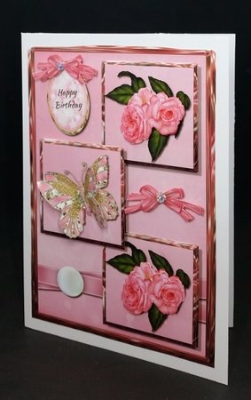 Pink rose three squared quick card by Diane  Vermeer