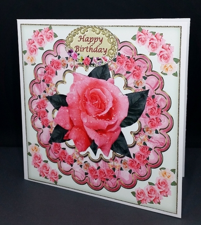 Pink Roses Square Card Front by Diane  Vermeer