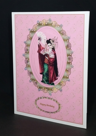 A5 deep pink geisha step by step card front by Diane  Vermeer
