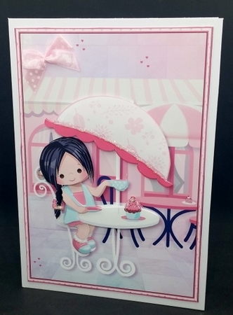 Cute Little Coffee & Cake A5 Card Front & Decoupage by Diane  Vermeer