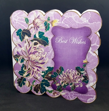 Purple Oriental Lotus Best Wishes 8in Scallop Topper by Diane  Vermeer