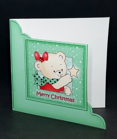 Cute Hunney Bear Rosie has a Christmas Star - Cut and Fold Corner Card  by Diane  Vermeer