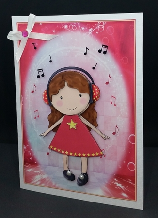 Cutey Pie Headphones A5 Card Front & Decoupage by Diane  Vermeer