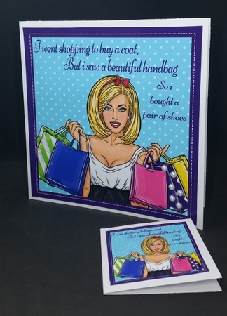 Shopping Humor 8x8 by Diane  Vermeer