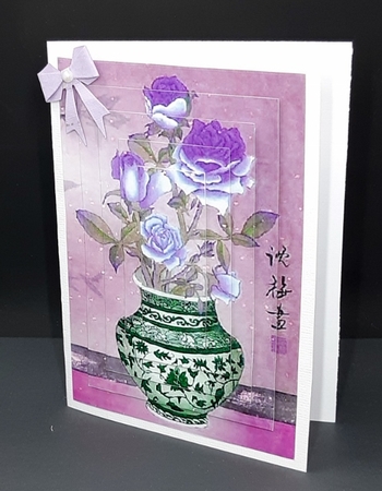 pretty chinese vase with flowers with pyramids (purple) by Diane  Vermeer