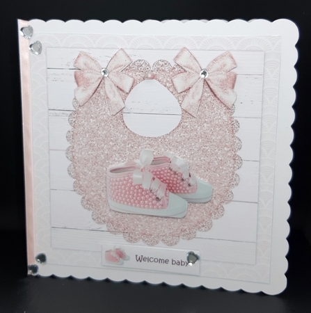 Baby Girl  Bib Quick Card by Diane  Vermeer
