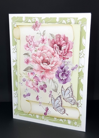 Beautiful Pink Roses on a Scroll Mat by Diane  Vermeer