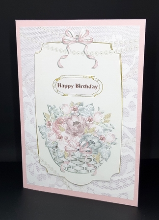 Pink & Gold Flower Basket by Diane  Vermeer