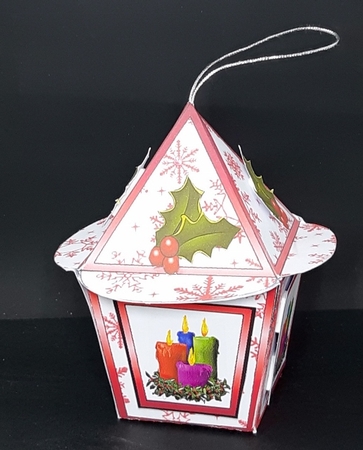 Snowflakes lantern red by Diane  Vermeer