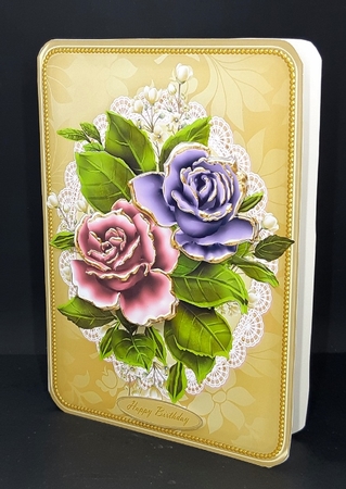 Lovely Pink And Purple Roses On Vintage Lace Doily by Diane  Vermeer