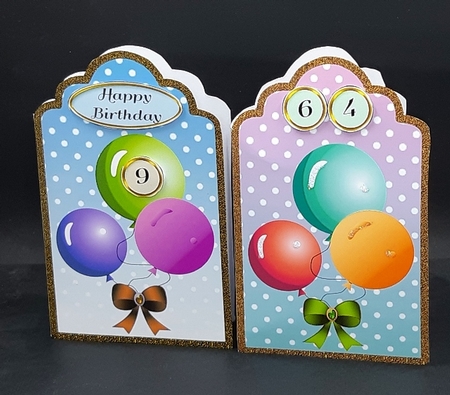 Tag Shaped Cut & Fold Cards With 3 Balloons Set 2 by Diane  Vermeer