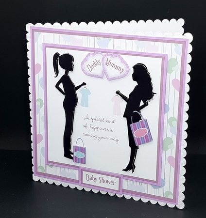 Baby Shower card front with mum to be silhouettes by Diane  Vermeer