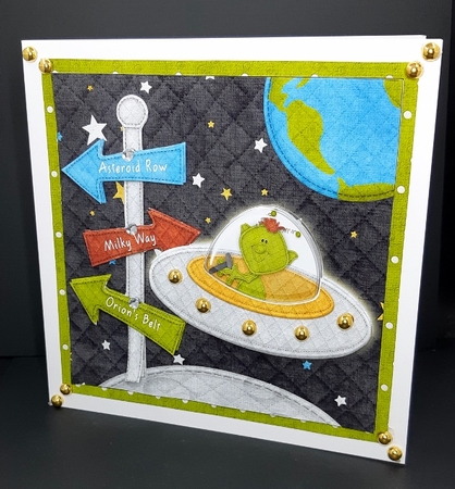 4 Space Themed 7 x 7 Inch Card Fronts Bumper Kit with Decoupage by Diane  Vermeer