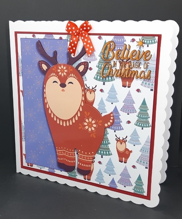Christmas Reindeer 7x7 quick card, 3D decoupage by Diane  Vermeer