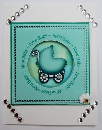 Square Reverse Decoupage/ Aperture New Baby Card 2 by Diane  Vermeer