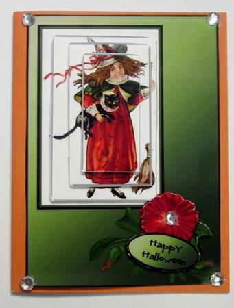 Little Halloween Girl with Cat Qs by Diane  Vermeer