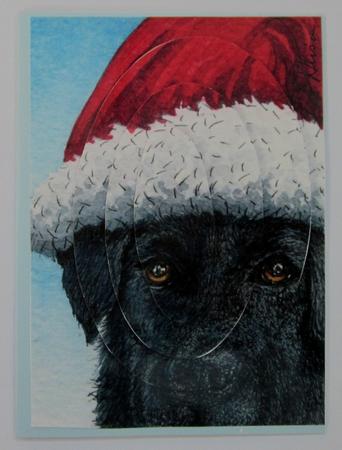 Black Labrador Retriever in His Holiday Hat Oval Pyramid by Diane  Vermeer