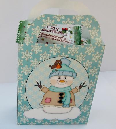 Blue Snowman Gift Bag 3 by Diane  Vermeer