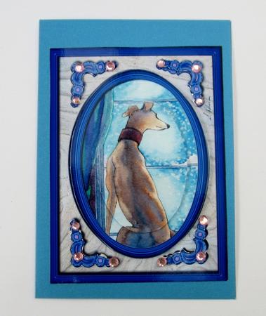 Greyhound Watching Snow Fall - from the 'snow Series' by Diane  Vermeer