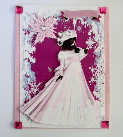 Pretty Lady in Pink with Snowflakes by Diane  Vermeer