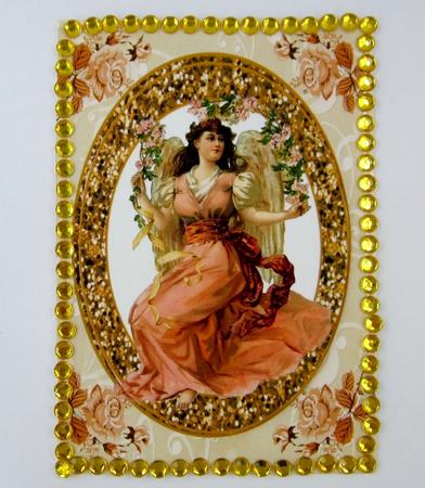 Beautiful Vintage Angel with Roses A4 Topper by Diane  Vermeer