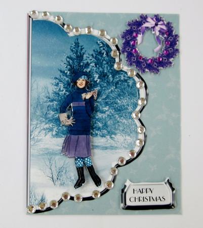 Scalloped Edge Card Front with Art Deco Lady by Diane  Vermeer