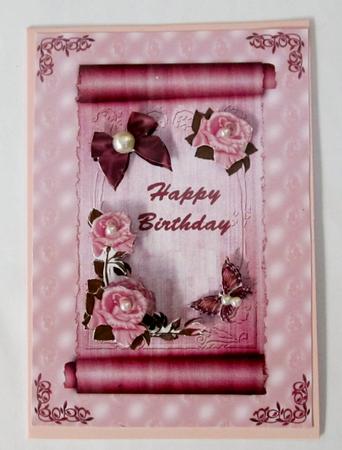 Pink Scroll with Roses by Diane  Vermeer