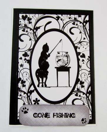 Cat Gone Fishing Topper by Diane  Vermeer