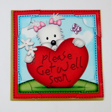 8 x 8 Jess Westie Dog's Get Well Heart Scalloped Topper by Diane  Vermeer