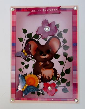 Mouse in Flowers and Butterflies by Diane  Vermeer
