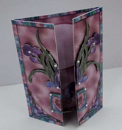 Gatefold Stained Glass Iris Card by Diane  Vermeer