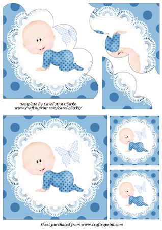 Crawling Baby Boy Shell Edged Corner Stacker by Diane  Vermeer