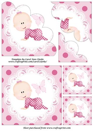 Crawling Baby Girl Shell Edged Corner Stacker by Diane  Vermeer