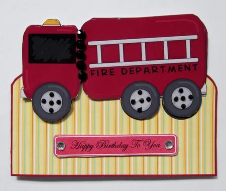 Fire Engine Over the Edge Shaped Card with Decoupage by Diane  Vermeer