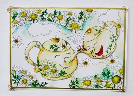 Teatime in a Chamomile Garden-a4 by Diane  Vermeer