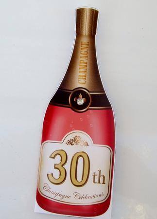 Large Dl 30th Champagne Bottle Shaped Card by Diane  Vermeer