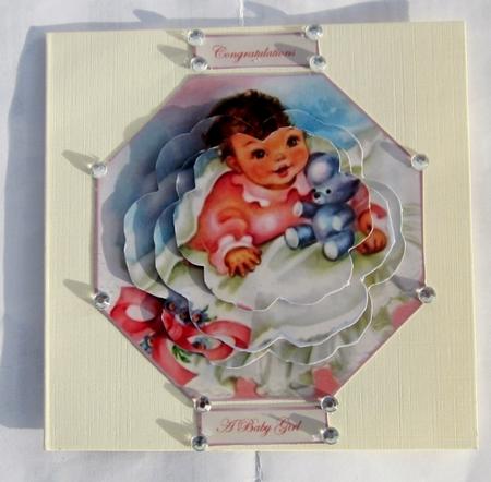 Baby Girl Octagon Card Front with Petal Stackers by Diane  Vermeer