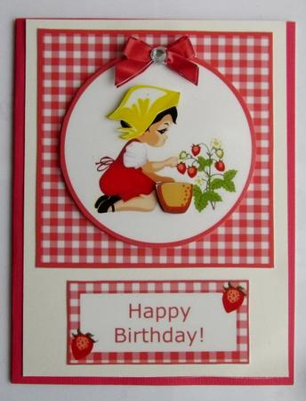 Sweet Strawberry Girl Decoupage Card by Diane  Vermeer