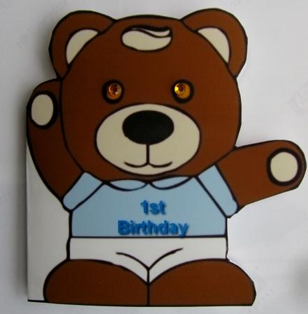 1st Birthday Bear Shaped Card by Diane  Vermeer