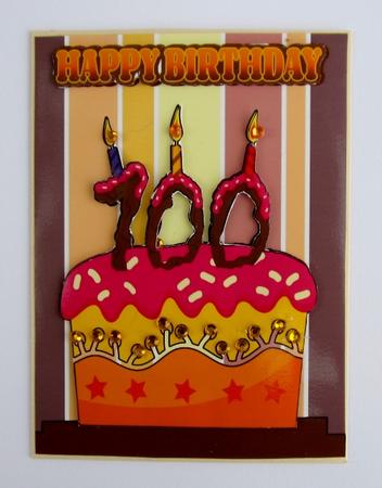 100th Birthday Greeting Card with Cake by Diane  Vermeer