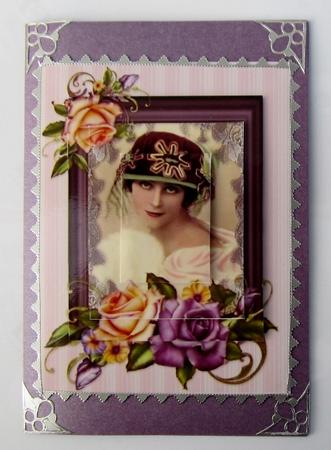 Vitage Beauty in Antique Frame with Antique Roses Pyramid by Diane  Vermeer