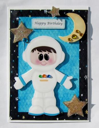 Lovely Astronaut Boy with Moon & Stars by Diane  Vermeer