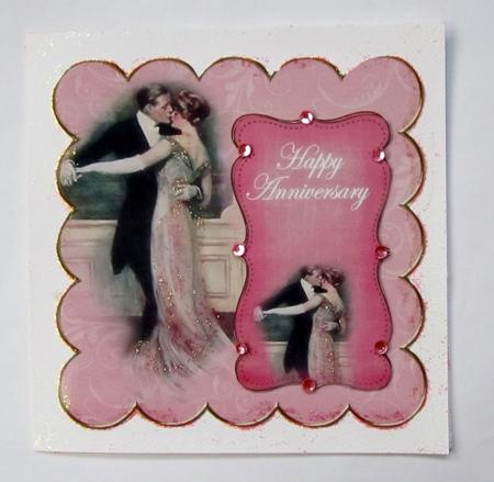 Pink Dancing Couple Happy Anniversary 8in Scallop Topper by Diane  Vermeer